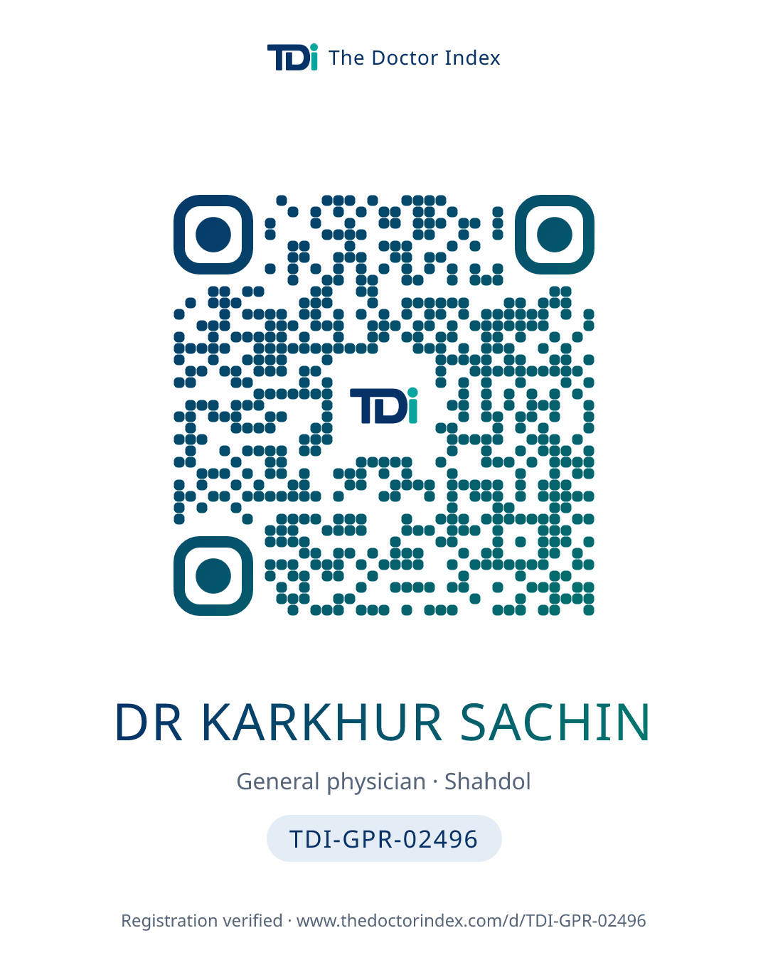 QR card for Dr Karkhur Sachin, TDI-GPR-02496