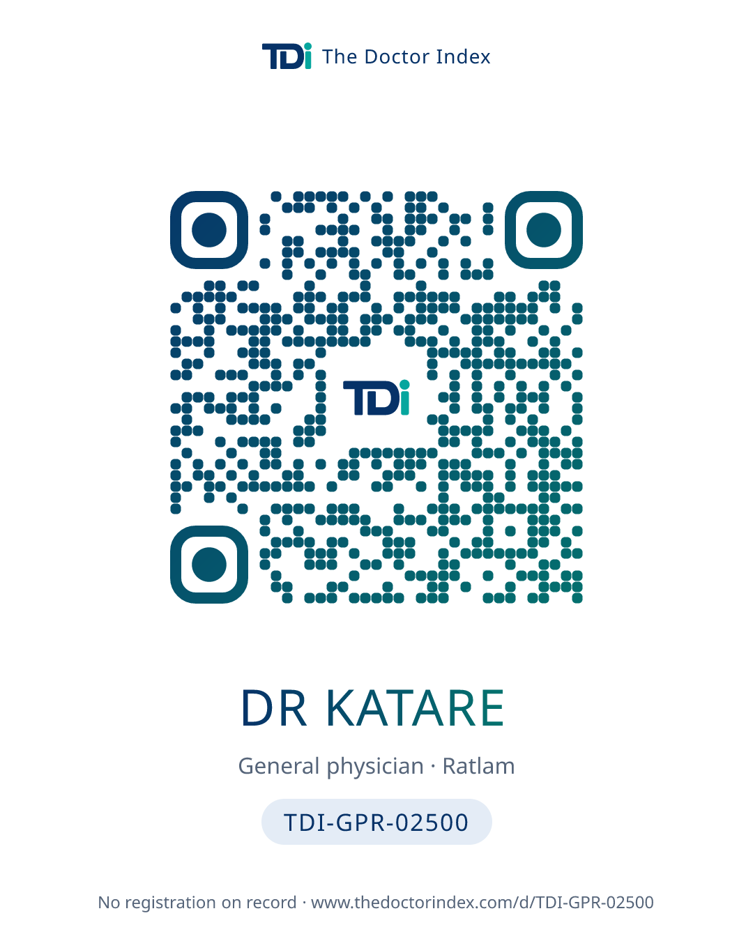 QR card for Dr Katare, TDI-GPR-02500