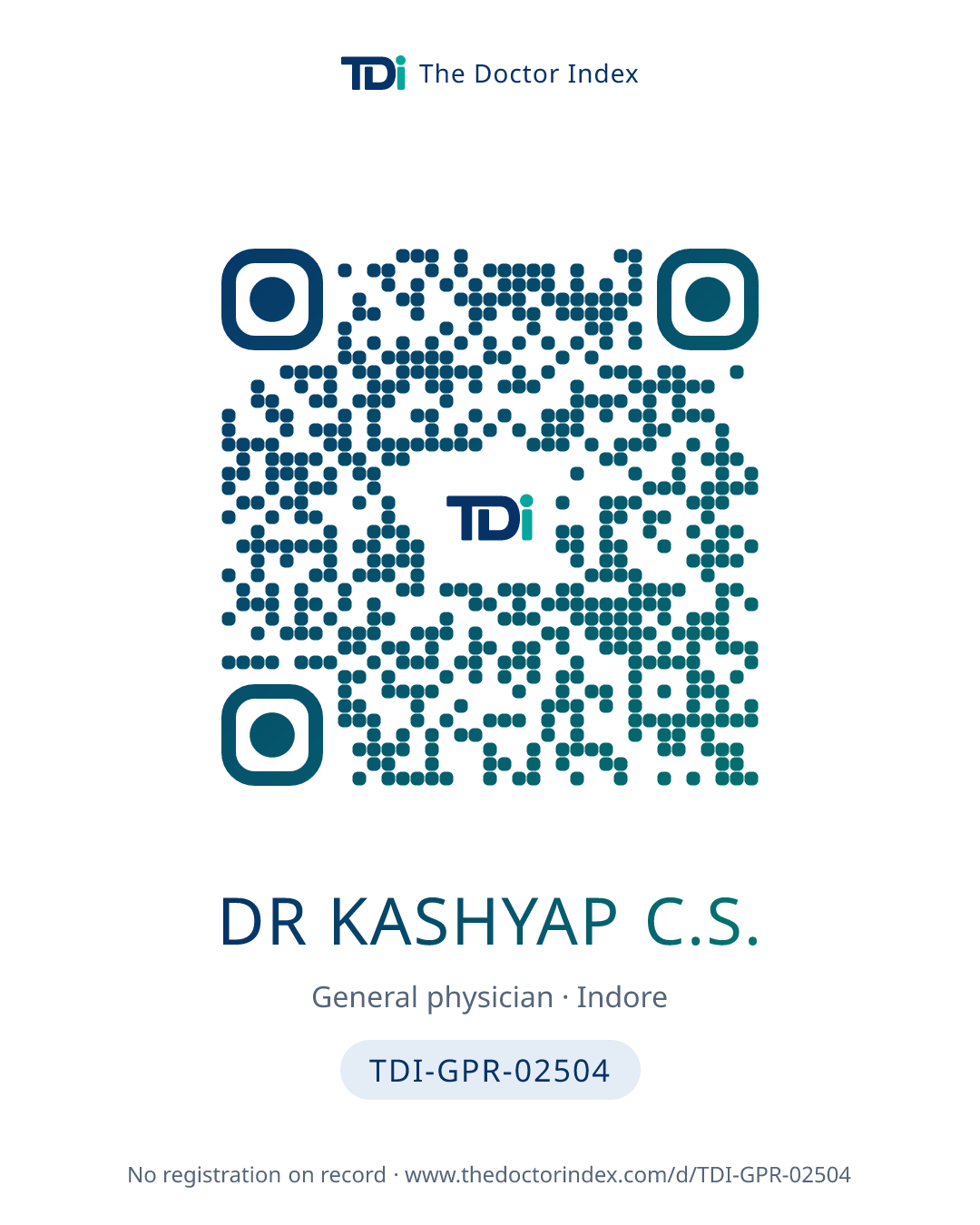 QR card for Dr Kashyap C.S., TDI-GPR-02504