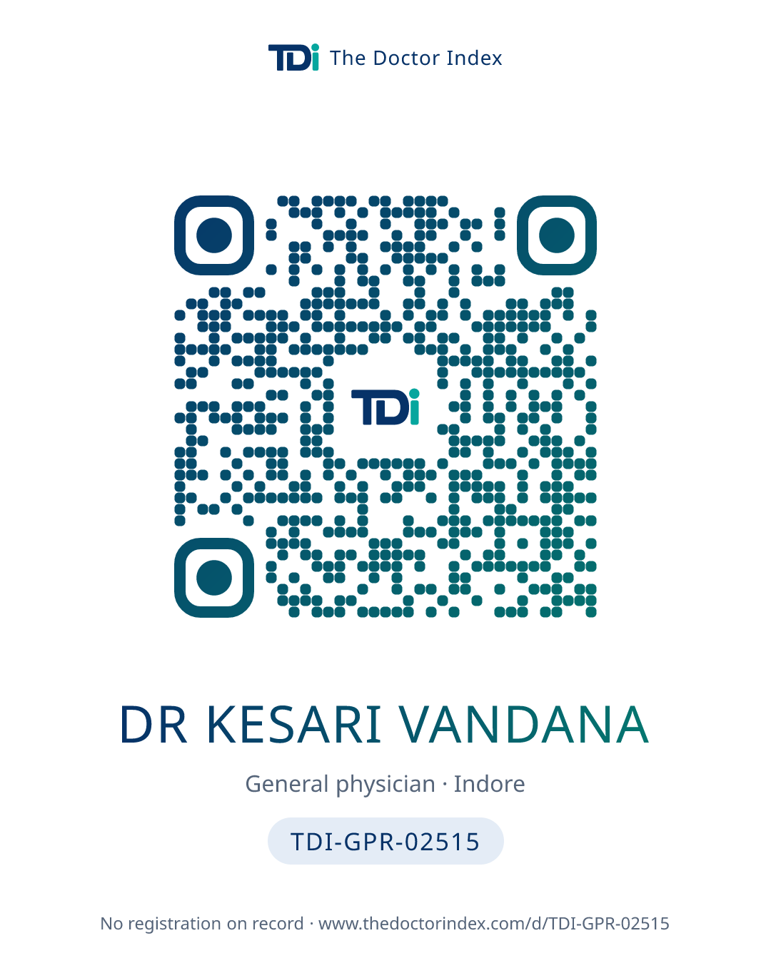 QR card for Dr Kesari Vandana, TDI-GPR-02515