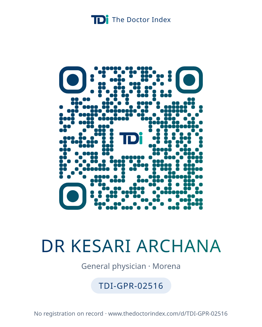 QR card for Dr Kesari Archana, TDI-GPR-02516