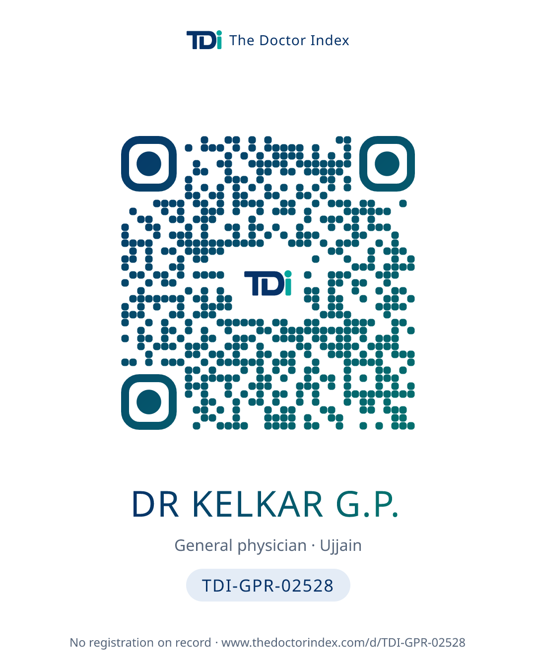 QR card for Dr Kelkar G.P., TDI-GPR-02528