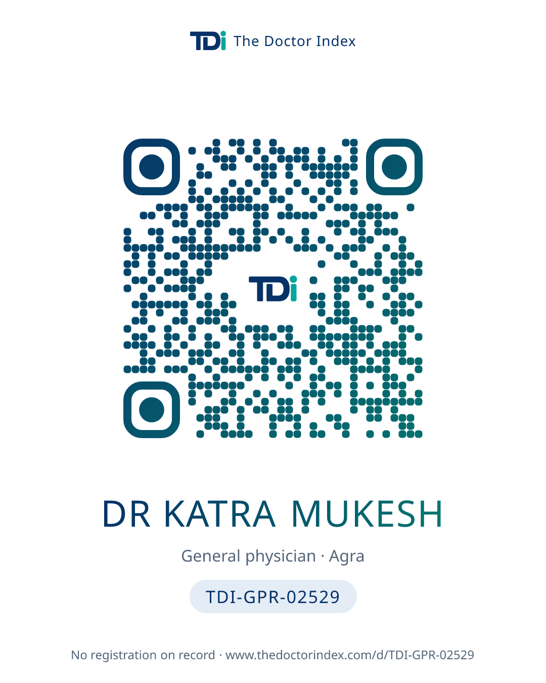QR card for Dr Katra Mukesh, TDI-GPR-02529