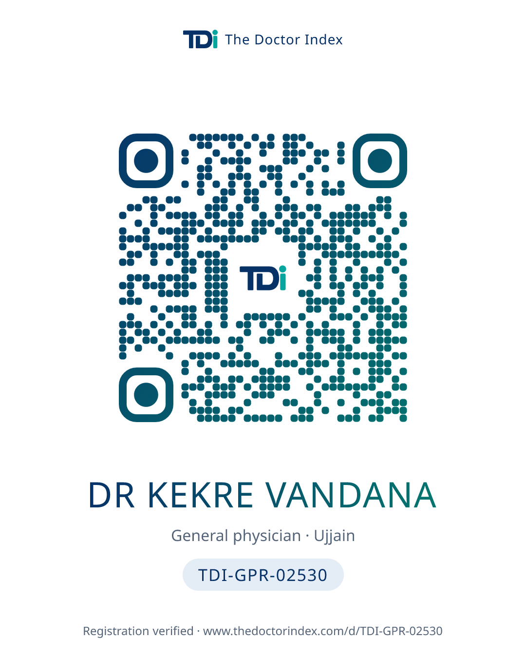 QR card for Dr Kekre Vandana, TDI-GPR-02530