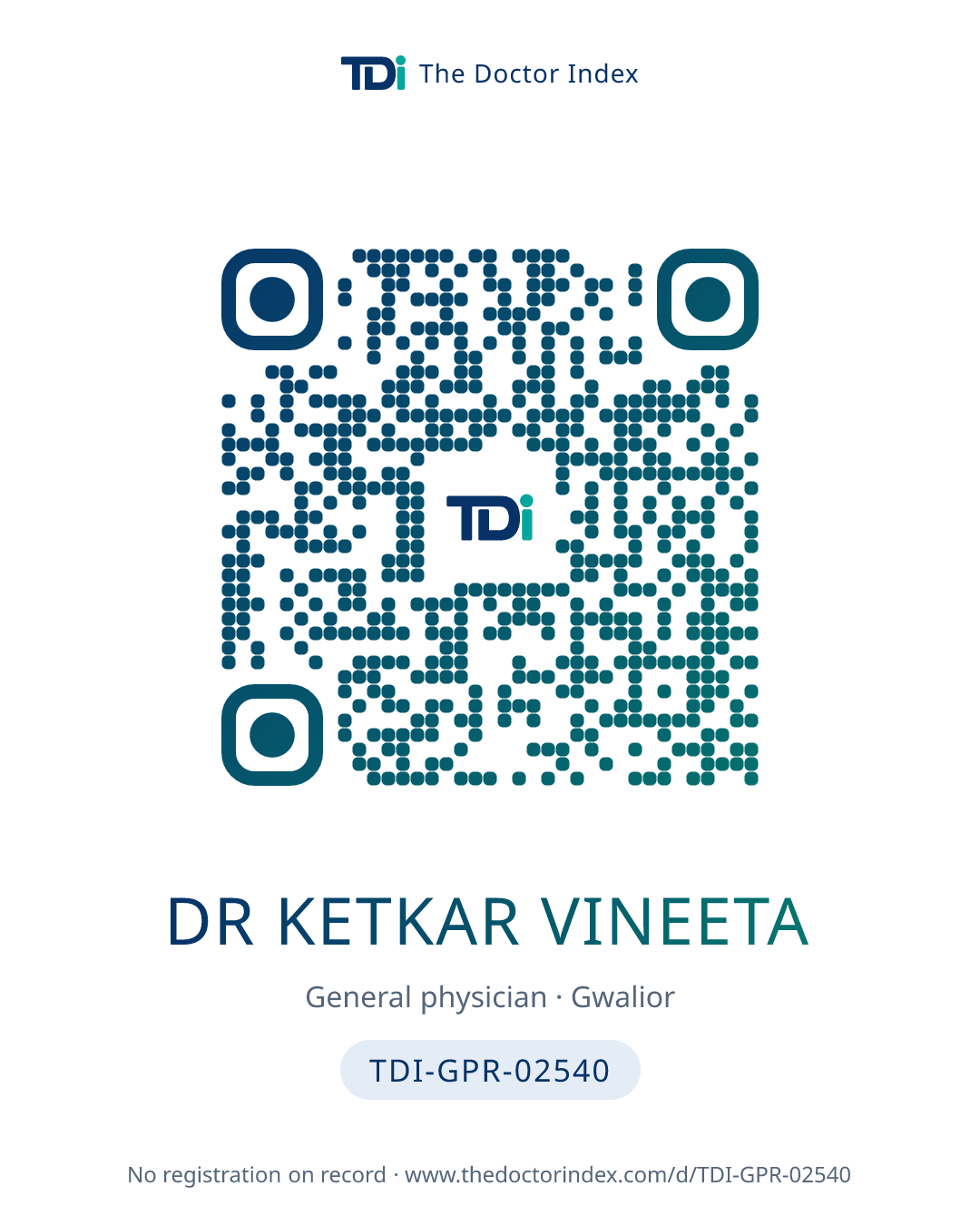 QR card for Dr Ketkar Vineeta, TDI-GPR-02540