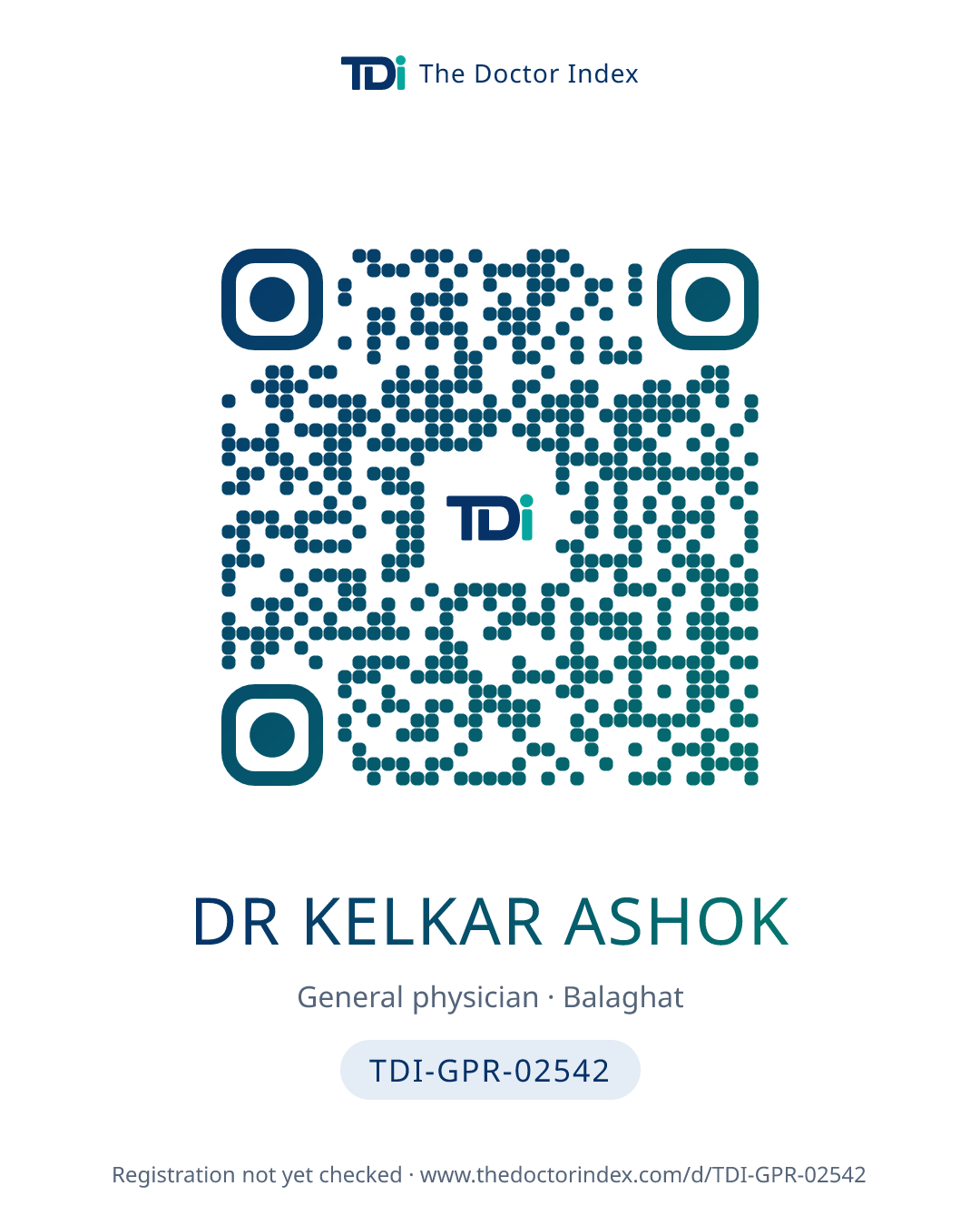 QR card for Dr Kelkar Ashok, TDI-GPR-02542