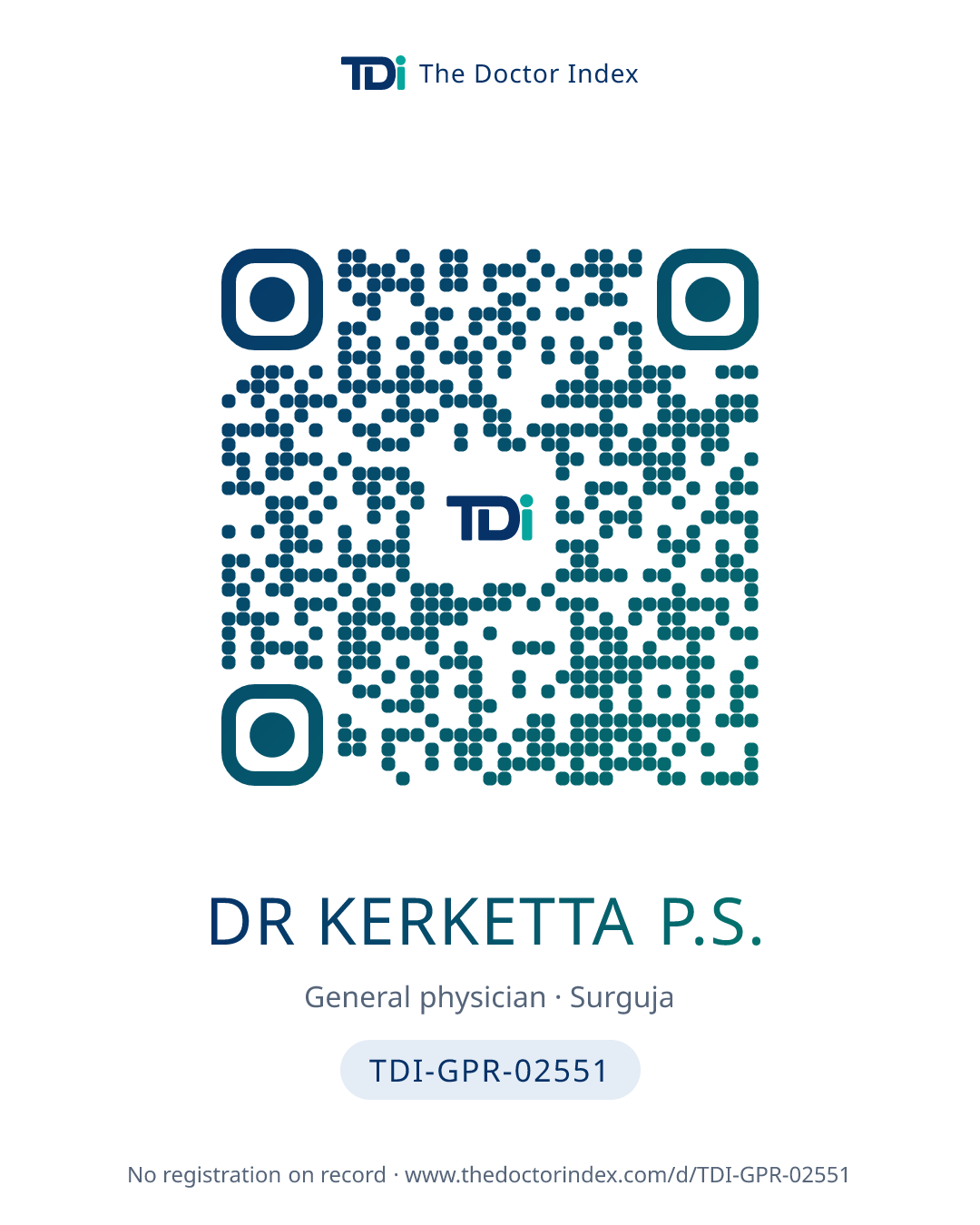 QR card for Dr Kerketta P.S., TDI-GPR-02551