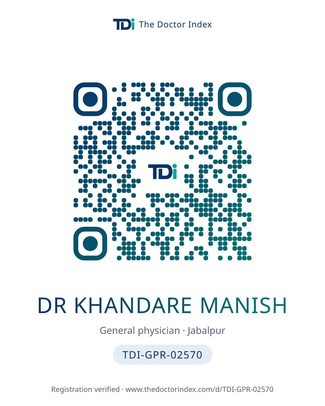 QR card for Dr Khandare Manish, TDI-GPR-02570
