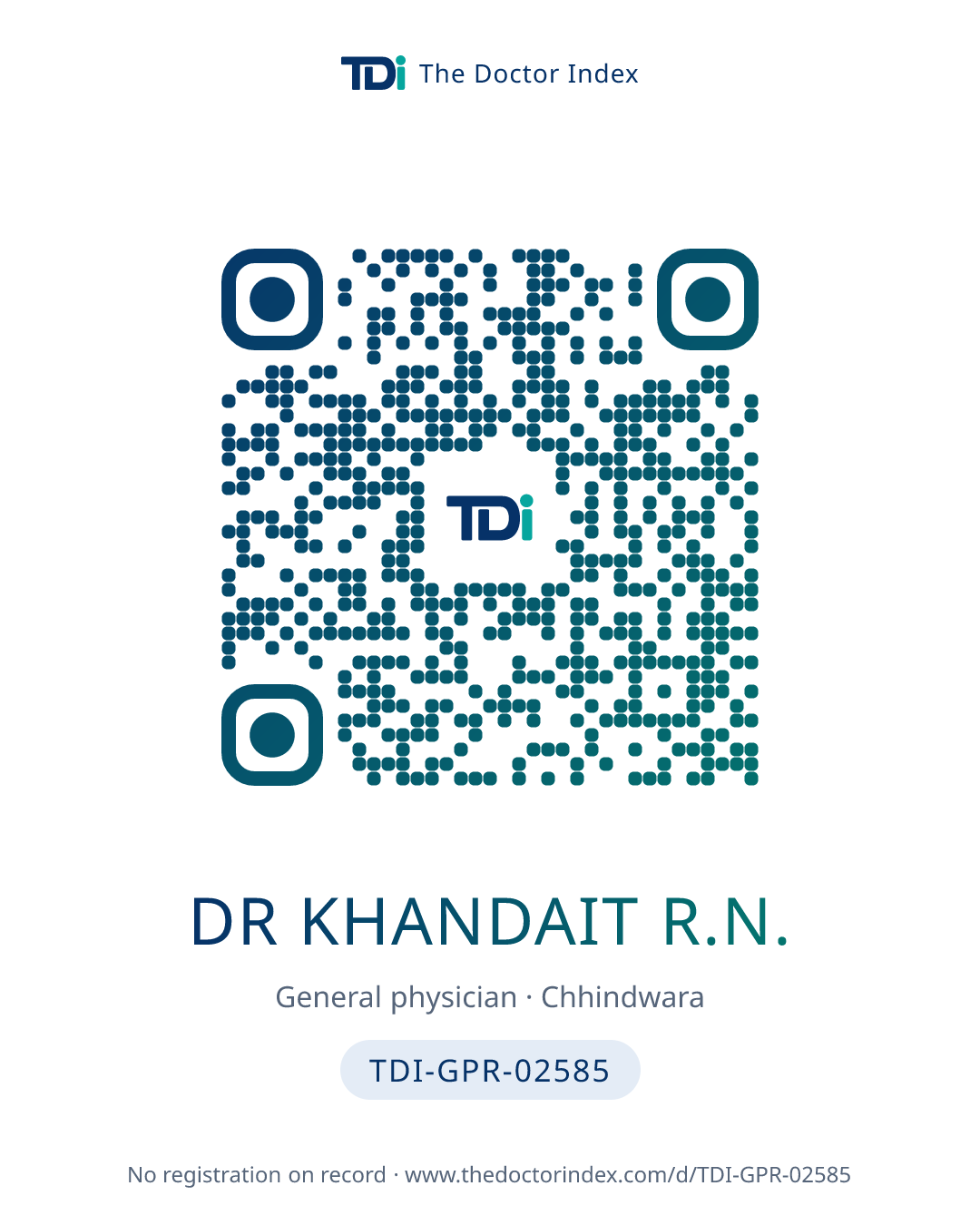 QR card for Dr Khandait R.N., TDI-GPR-02585