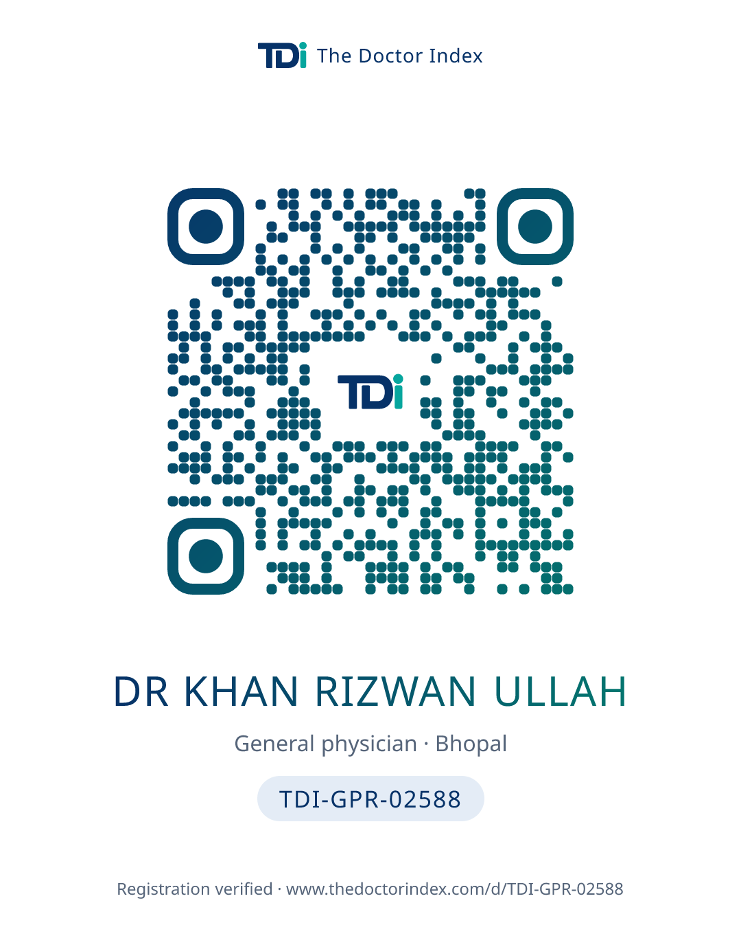 QR card for Dr Khan Rizwan Ullah, TDI-GPR-02588