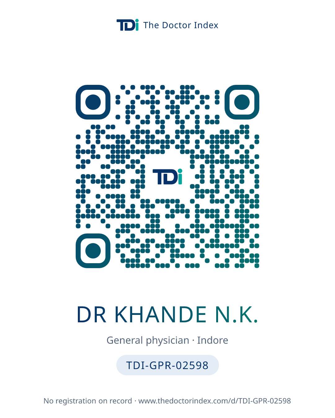 QR card for Dr Khande N.K., TDI-GPR-02598