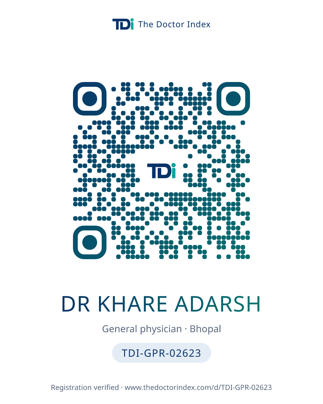 QR card for Dr Khare Adarsh, TDI-GPR-02623
