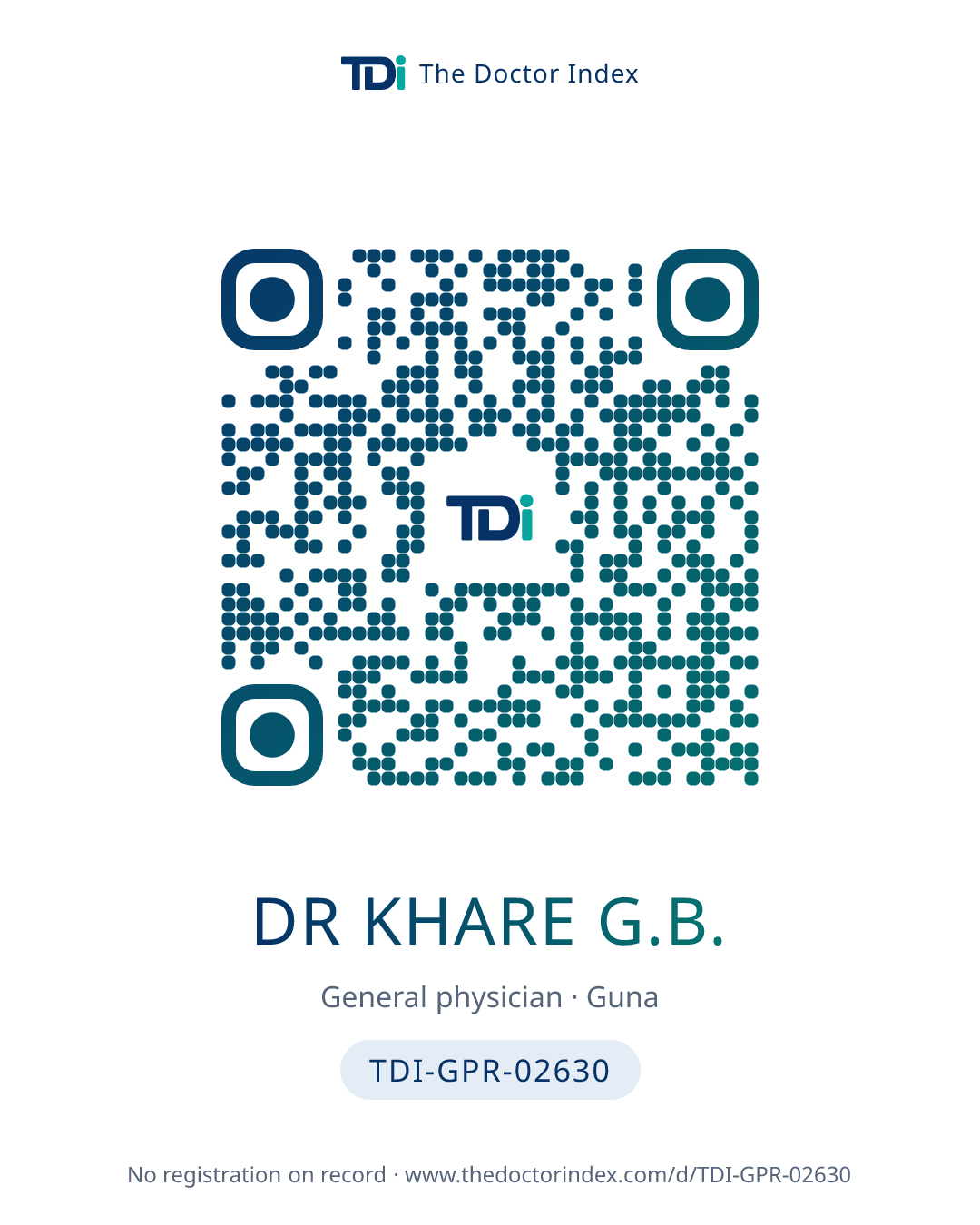 QR card for Dr Khare G.B., TDI-GPR-02630