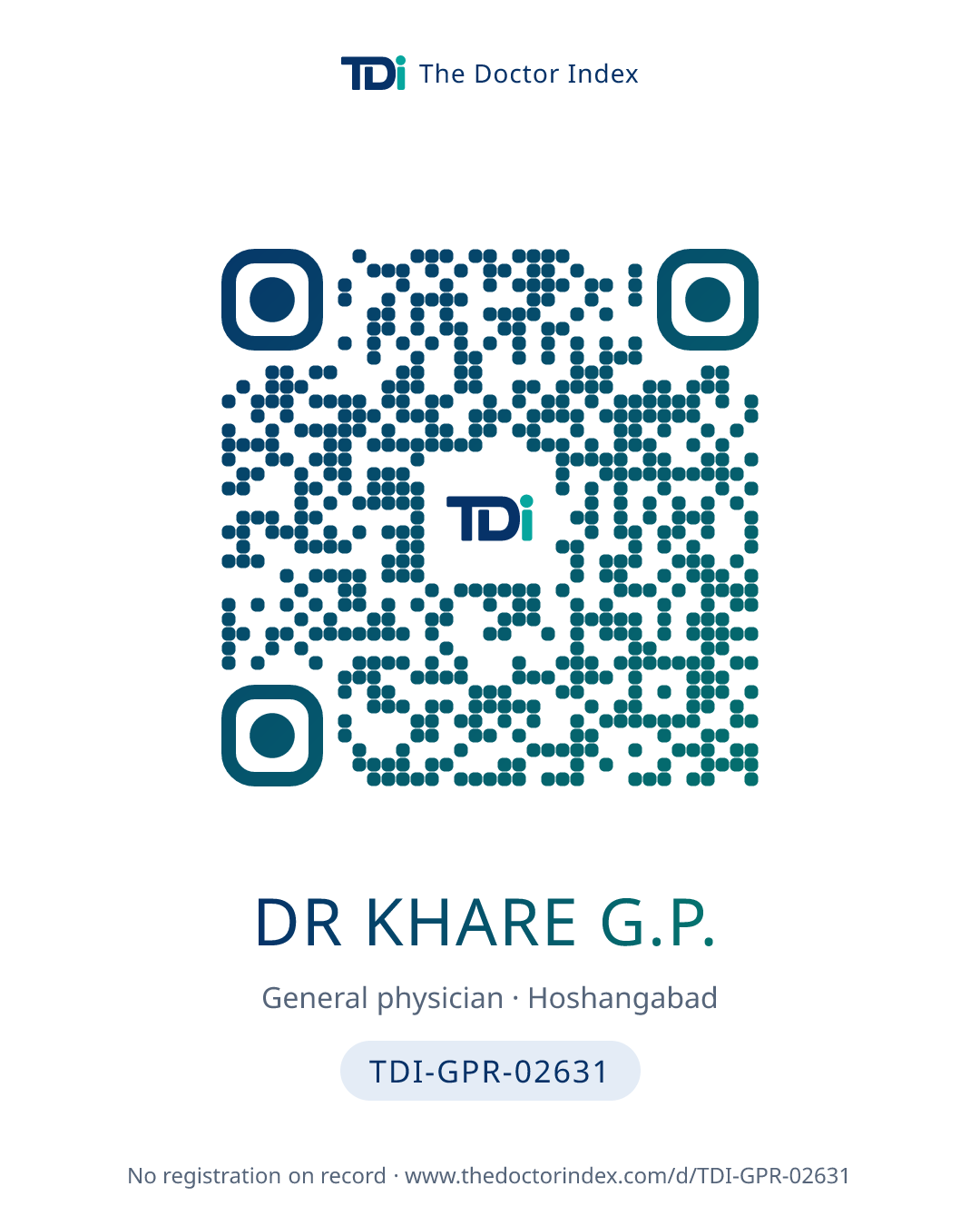 QR card for Dr Khare G.P., TDI-GPR-02631