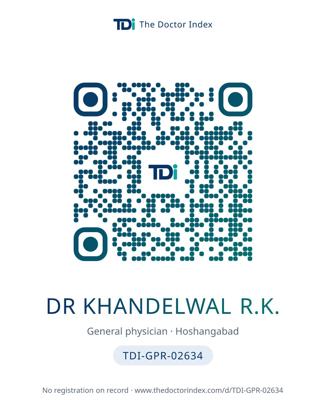 QR card for Dr Khandelwal R.K., TDI-GPR-02634