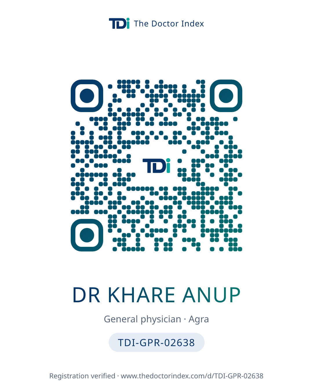 QR card for Dr Khare Anup, TDI-GPR-02638