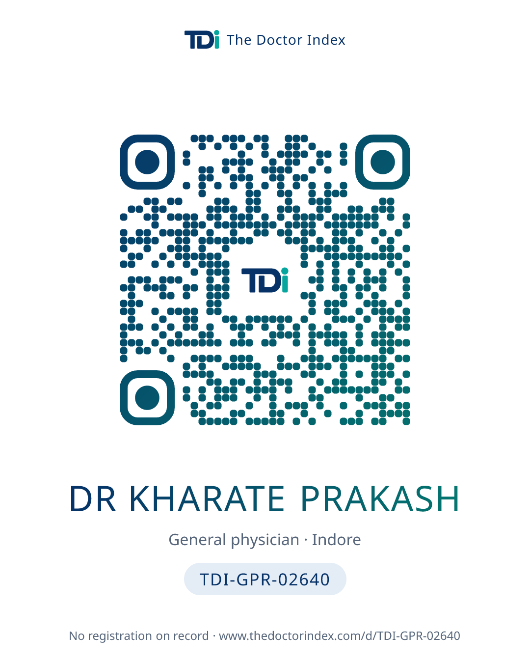 QR card for Dr Kharate Prakash, TDI-GPR-02640