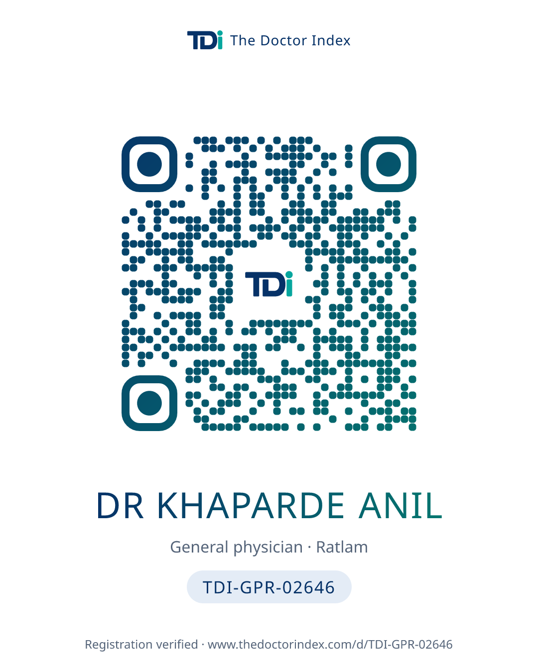 QR card for Dr Khaparde Anil, TDI-GPR-02646