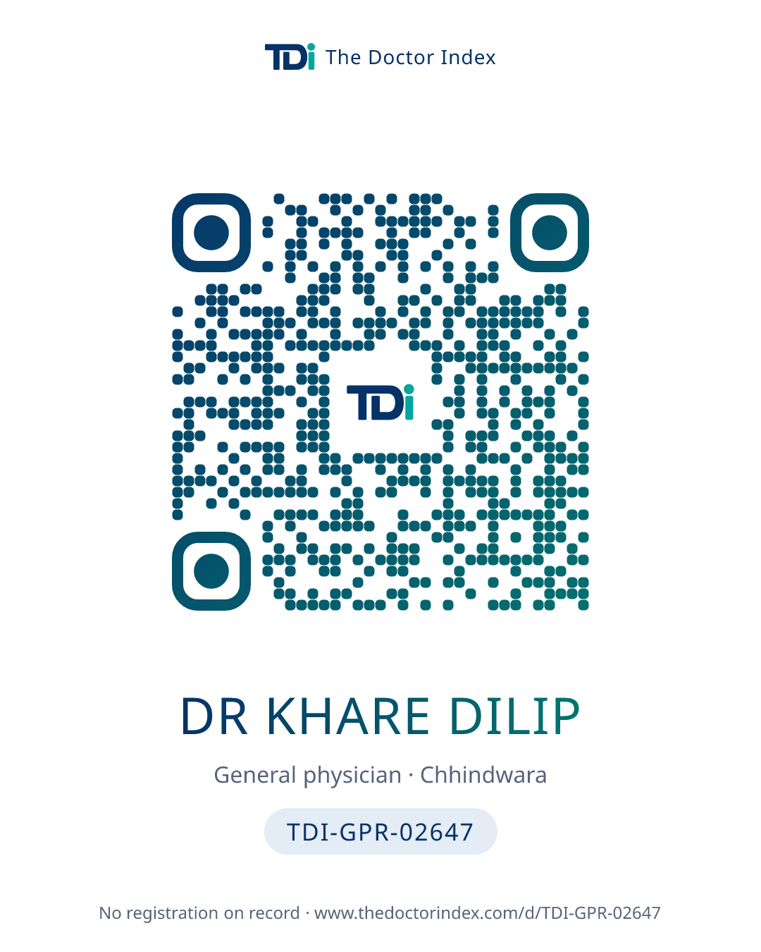 QR card for Dr Khare Dilip, TDI-GPR-02647