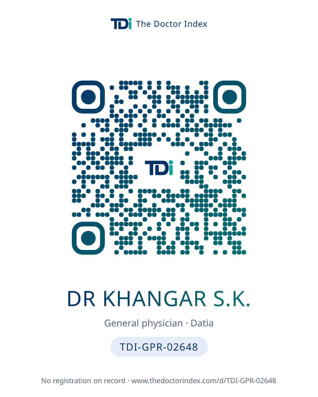 QR card for Dr Khangar S.K., TDI-GPR-02648