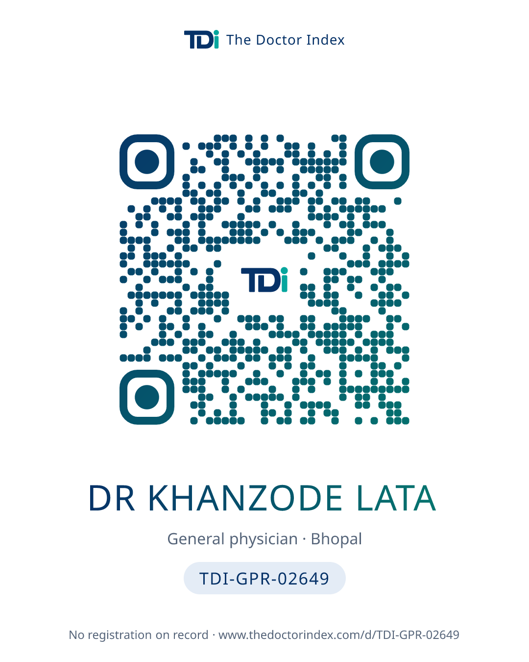 QR card for Dr Khanzode Lata, TDI-GPR-02649