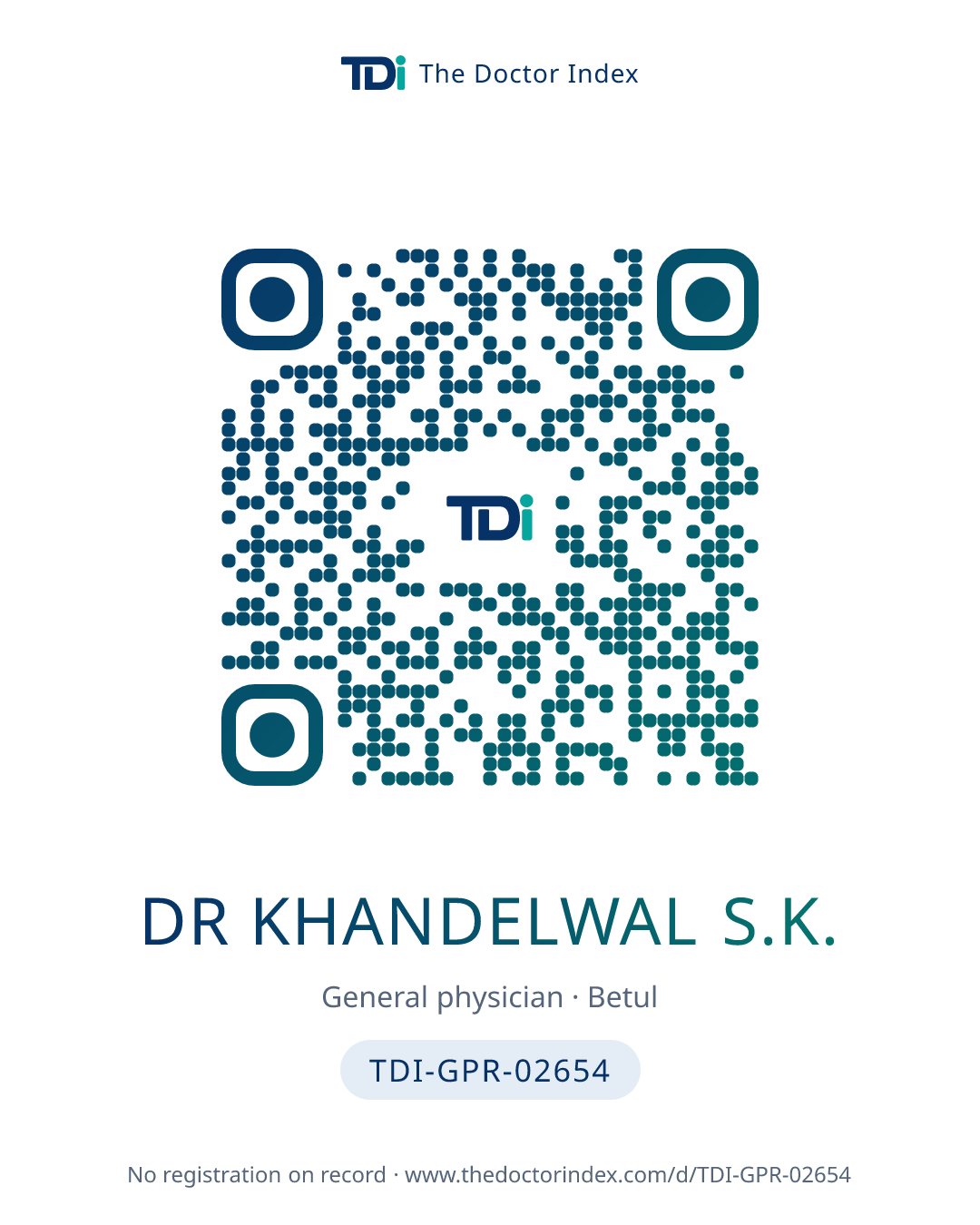 QR card for Dr Khandelwal S.K., TDI-GPR-02654