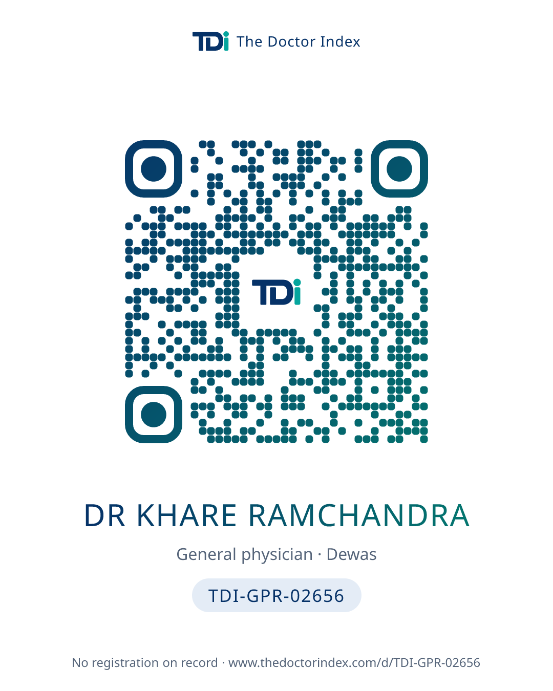 QR card for Dr Khare Ramchandra, TDI-GPR-02656