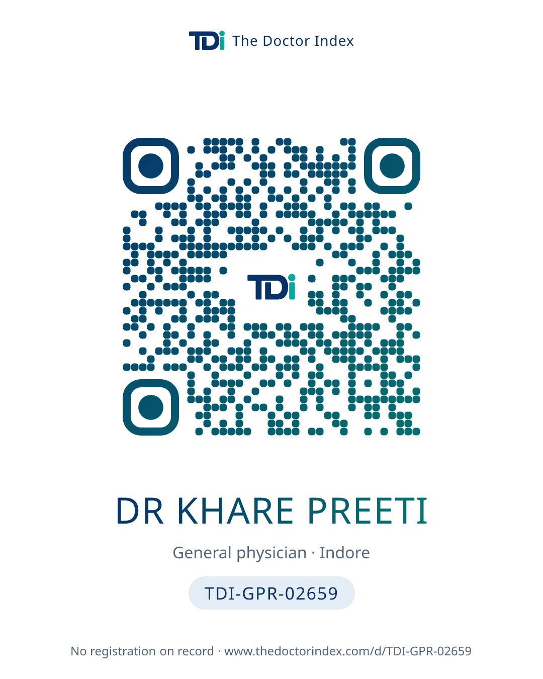 QR card for Dr Khare Preeti, TDI-GPR-02659