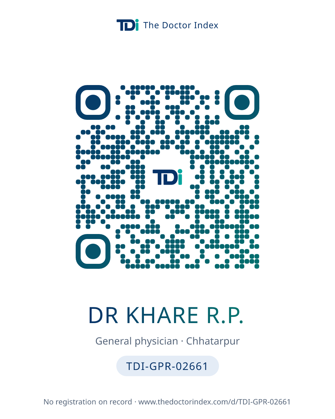 QR card for Dr Khare R.P., TDI-GPR-02661