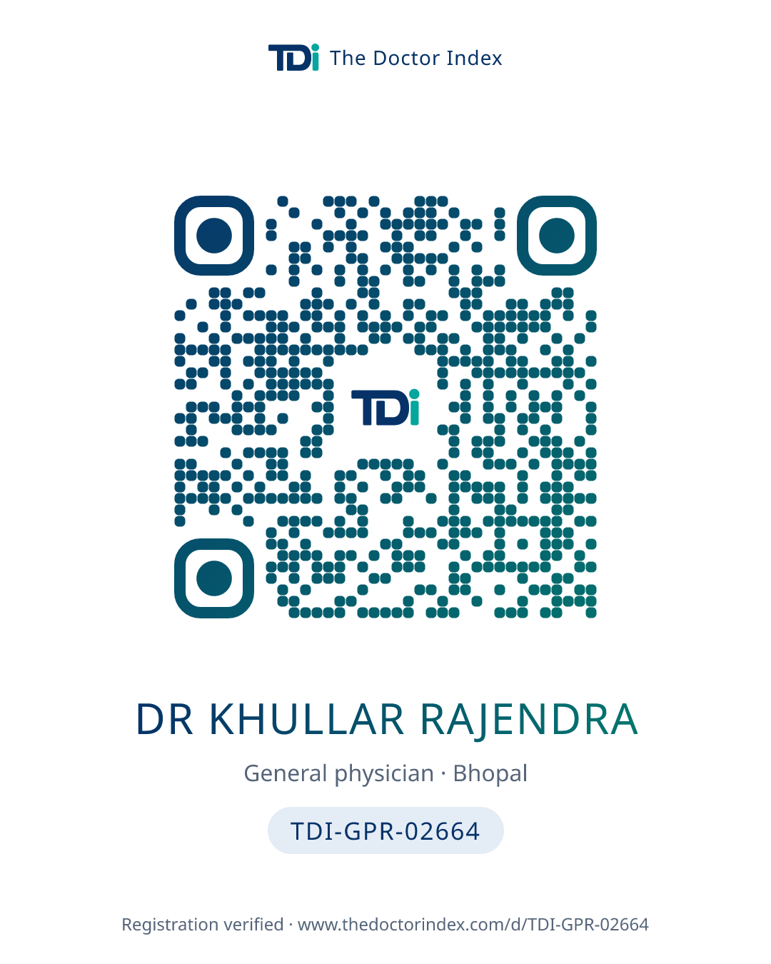 QR card for Dr Khullar Rajendra, TDI-GPR-02664