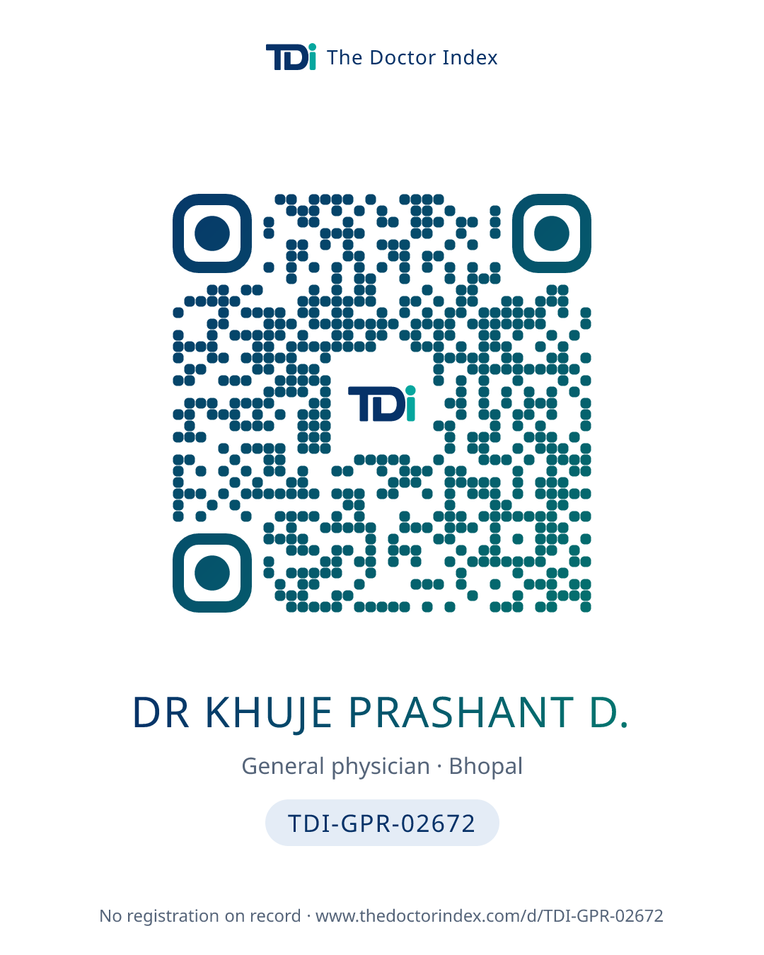 QR card for Dr Khuje Prashant D., TDI-GPR-02672