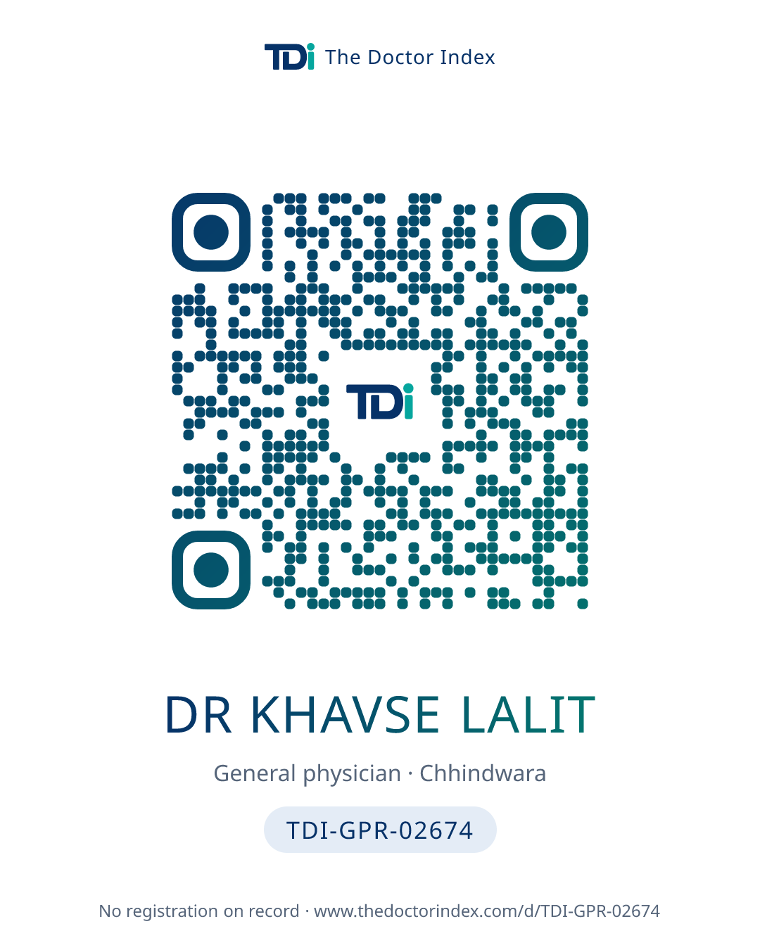 QR card for Dr Khavse Lalit, TDI-GPR-02674