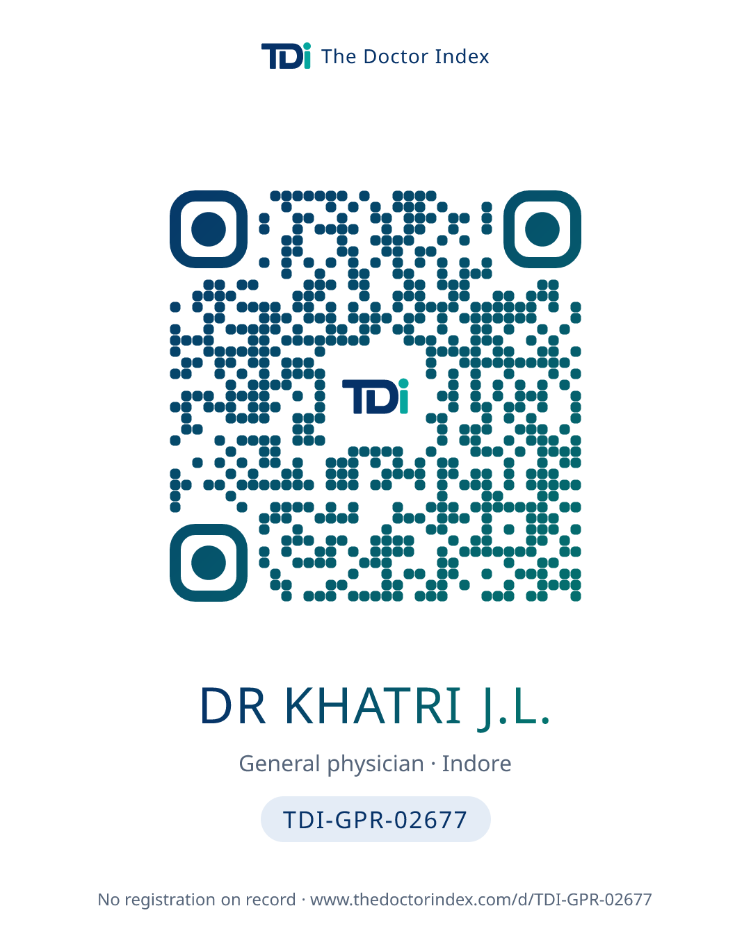 QR card for Dr Khatri J.L., TDI-GPR-02677