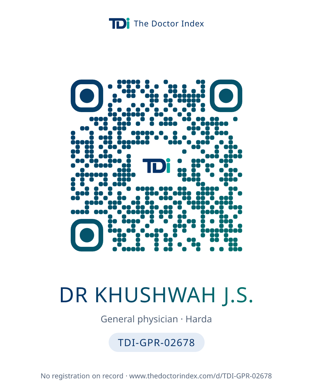 QR card for Dr Khushwah J.S., TDI-GPR-02678