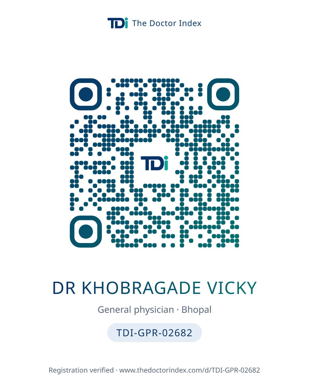 QR card for Dr Khobragade Vicky, TDI-GPR-02682