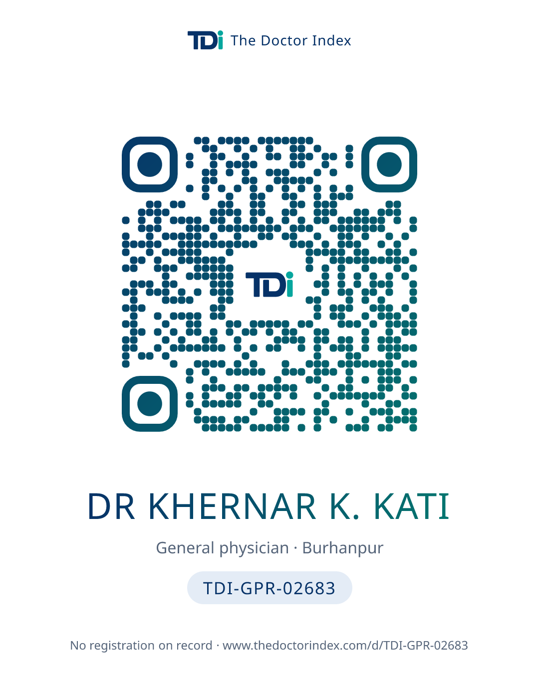 QR card for Dr Khernar K. Kati, TDI-GPR-02683