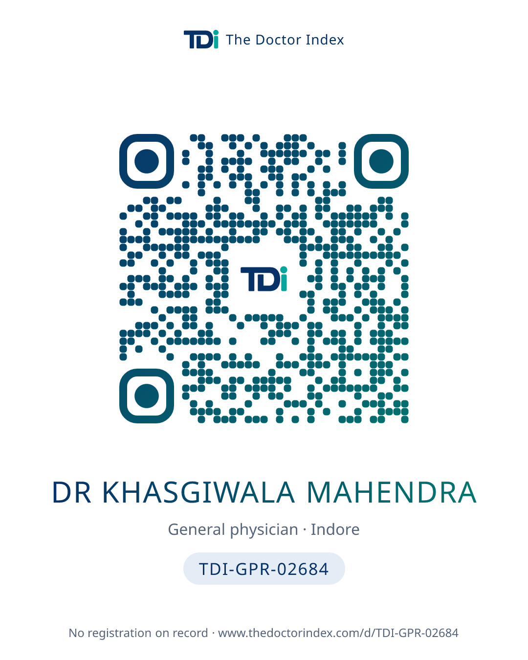 QR card for Dr Khasgiwala Mahendra, TDI-GPR-02684