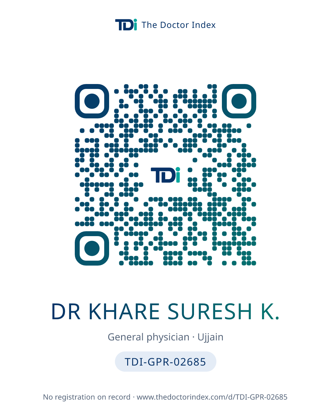 QR card for Dr Khare Suresh K., TDI-GPR-02685