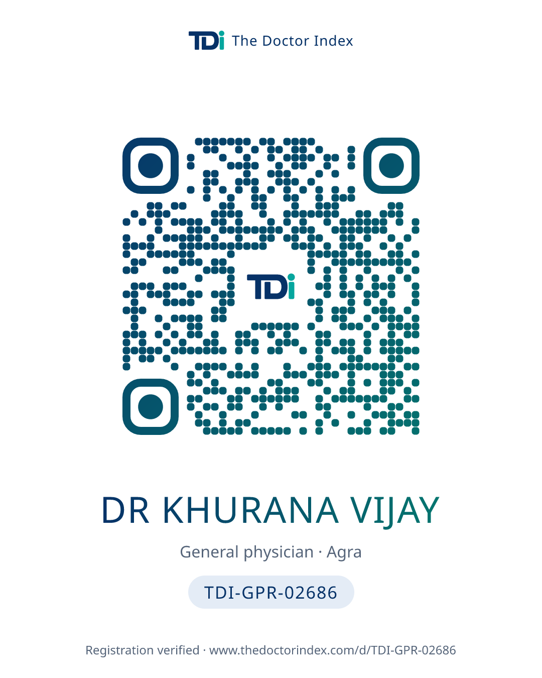 QR card for Dr Khurana Vijay, TDI-GPR-02686