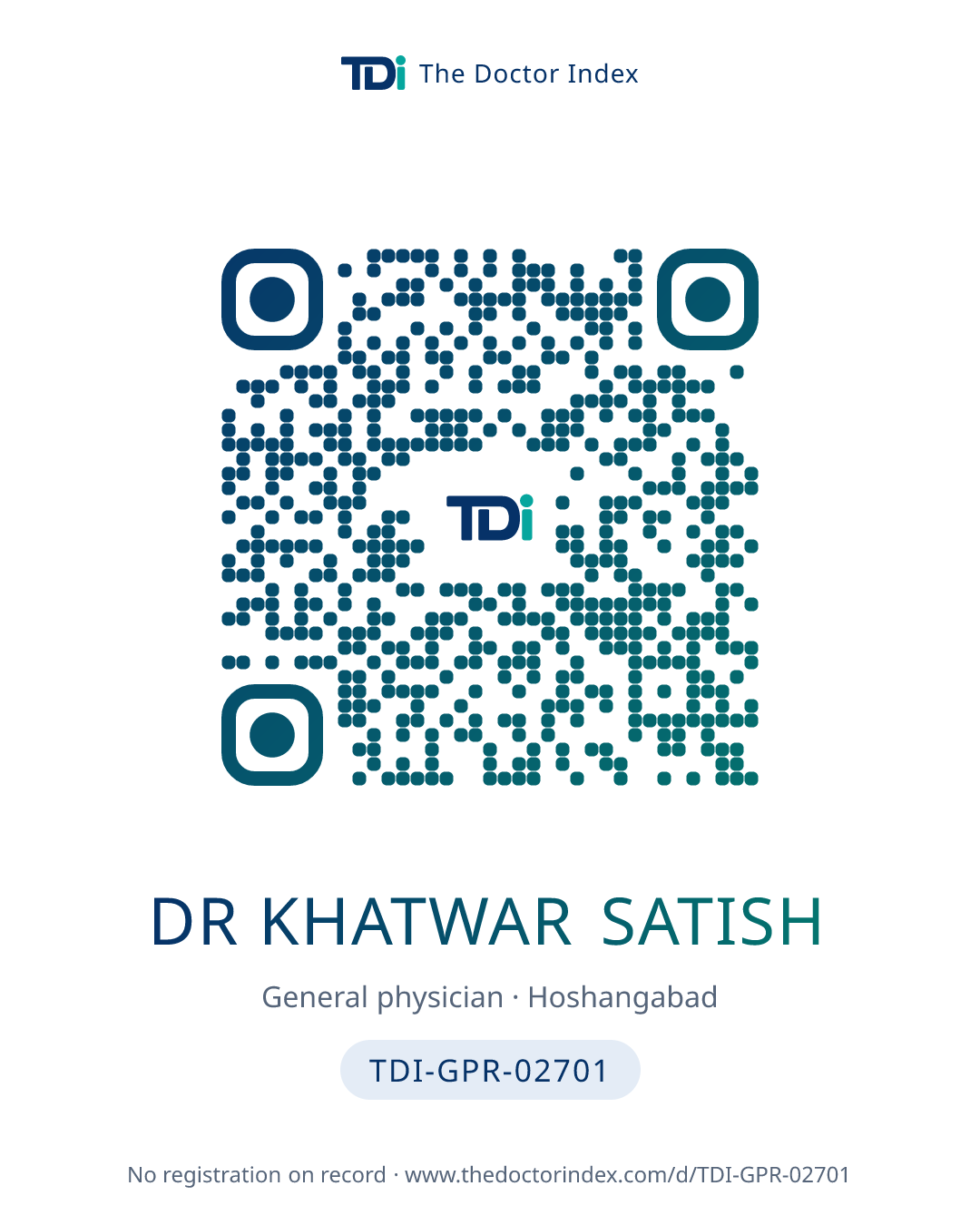 QR card for Dr Khatwar Satish, TDI-GPR-02701