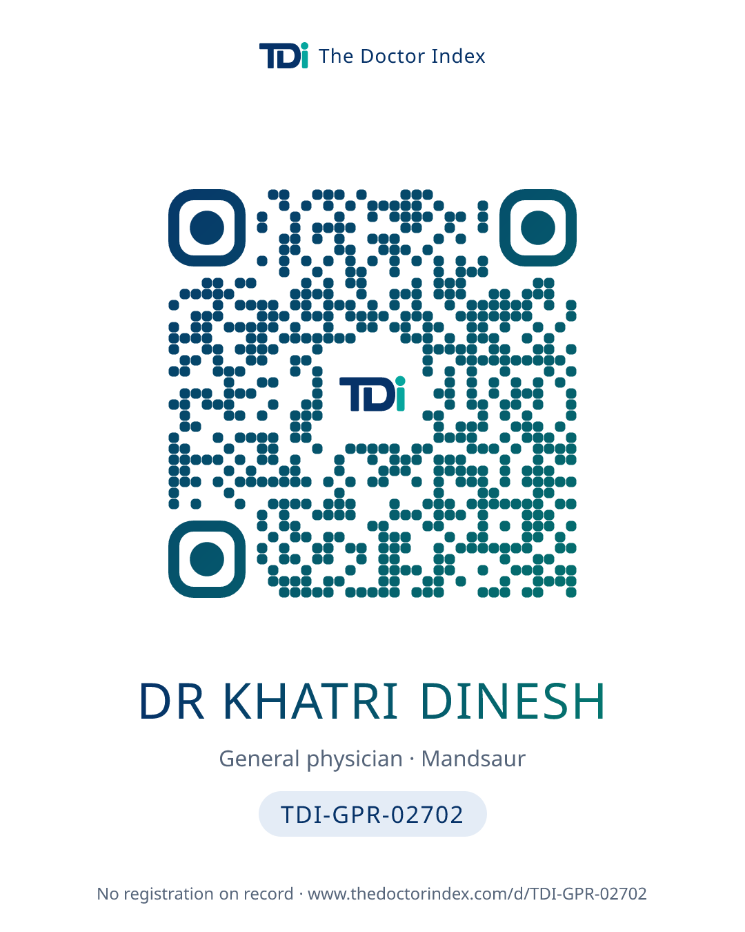 QR card for Dr Khatri Dinesh, TDI-GPR-02702