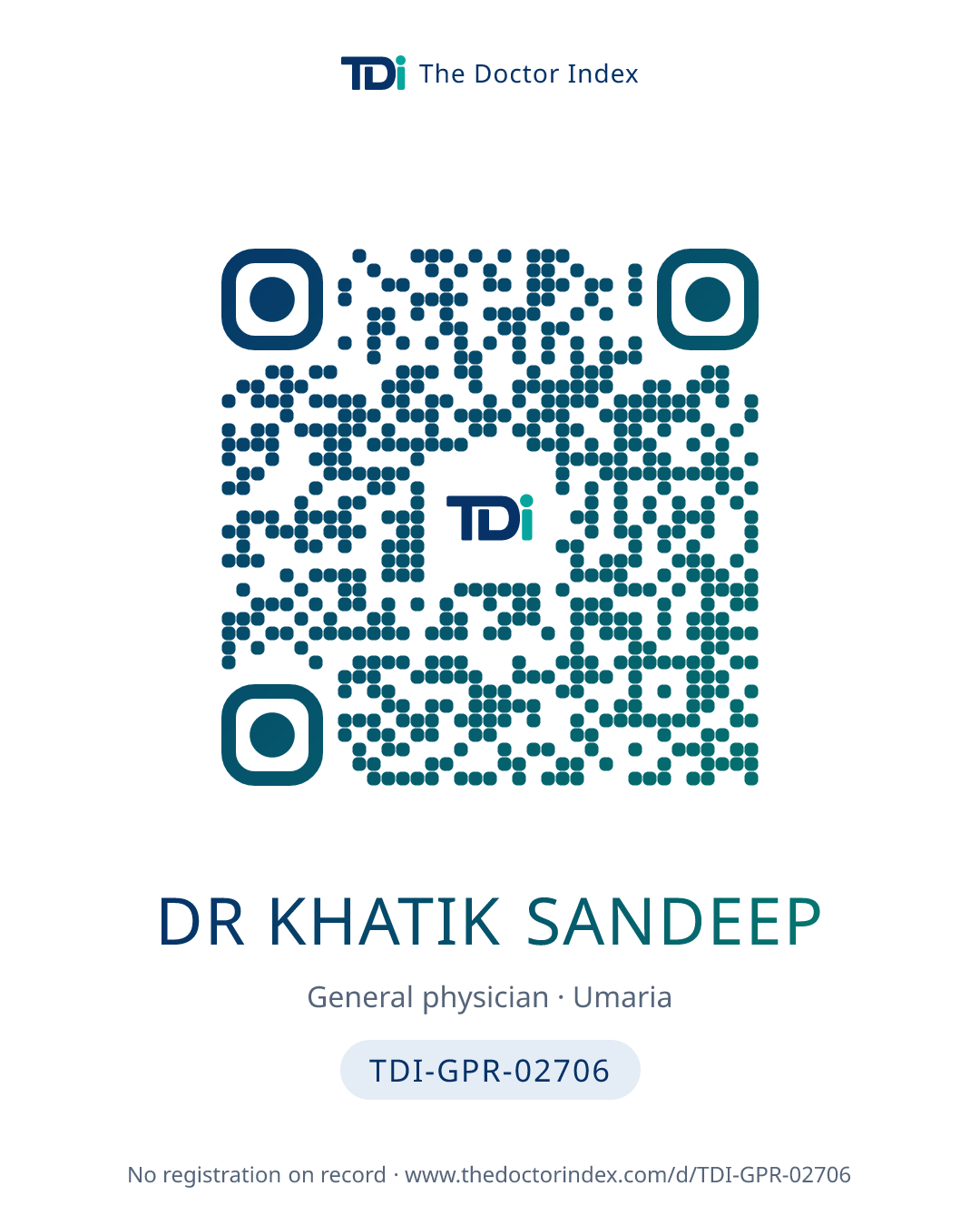 QR card for Dr Khatik Sandeep, TDI-GPR-02706