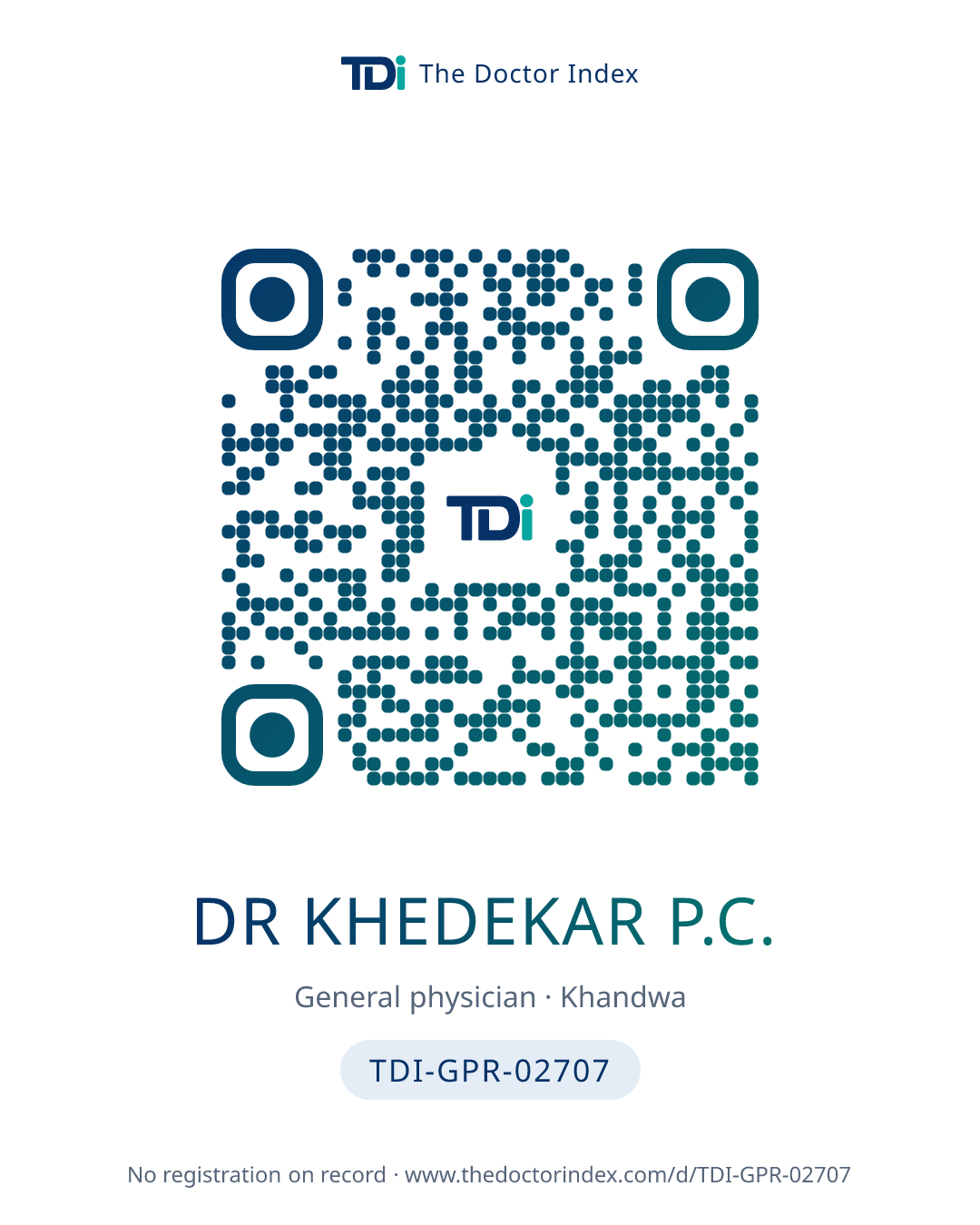QR card for Dr Khedekar P.C., TDI-GPR-02707
