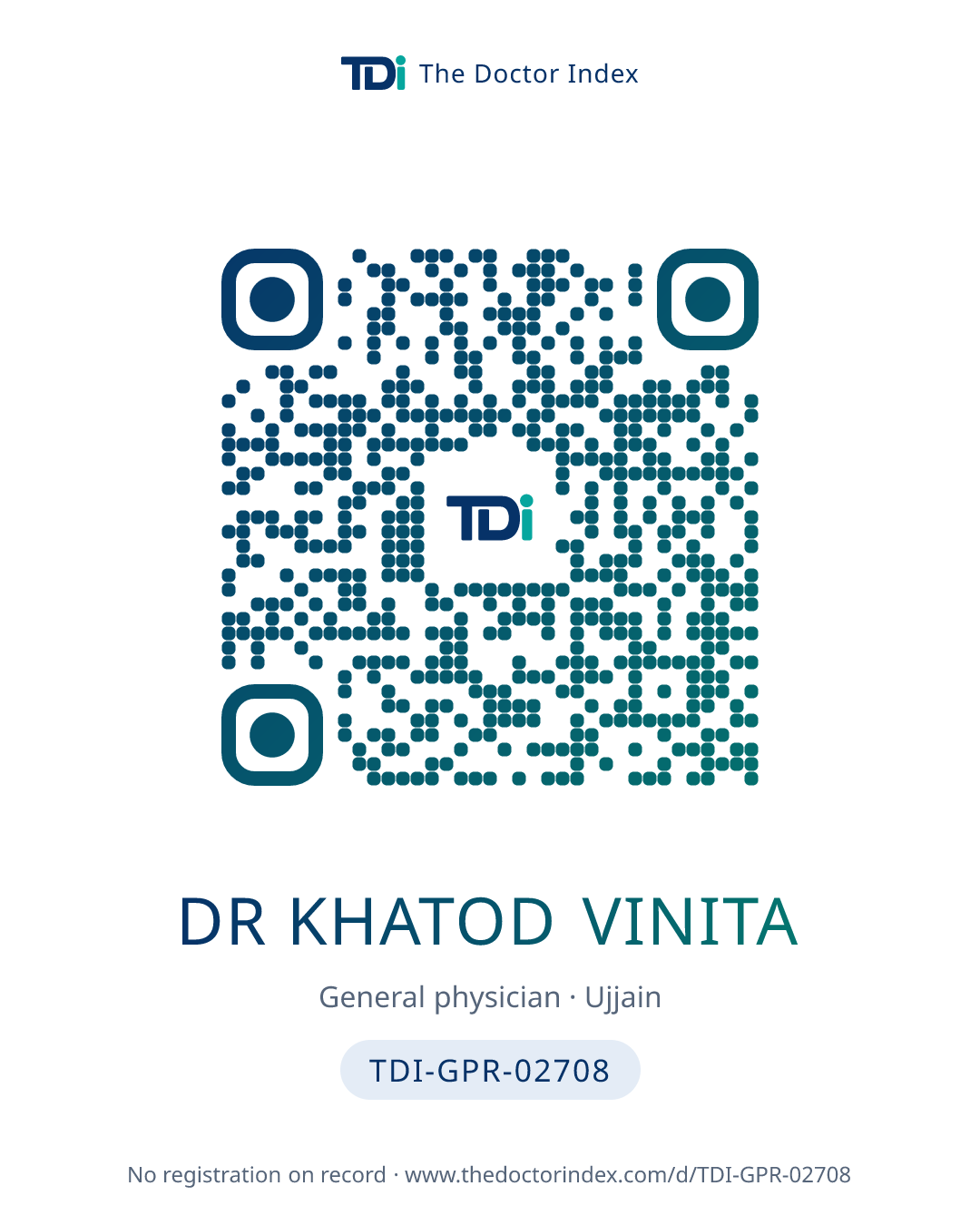 QR card for Dr Khatod Vinita, TDI-GPR-02708