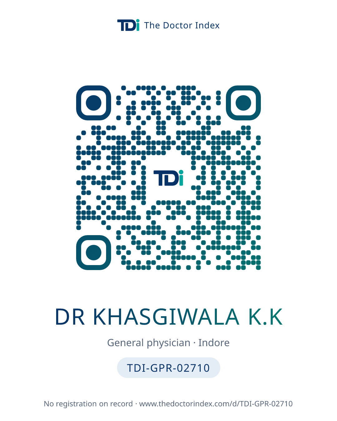 QR card for Dr Khasgiwala K.K, TDI-GPR-02710