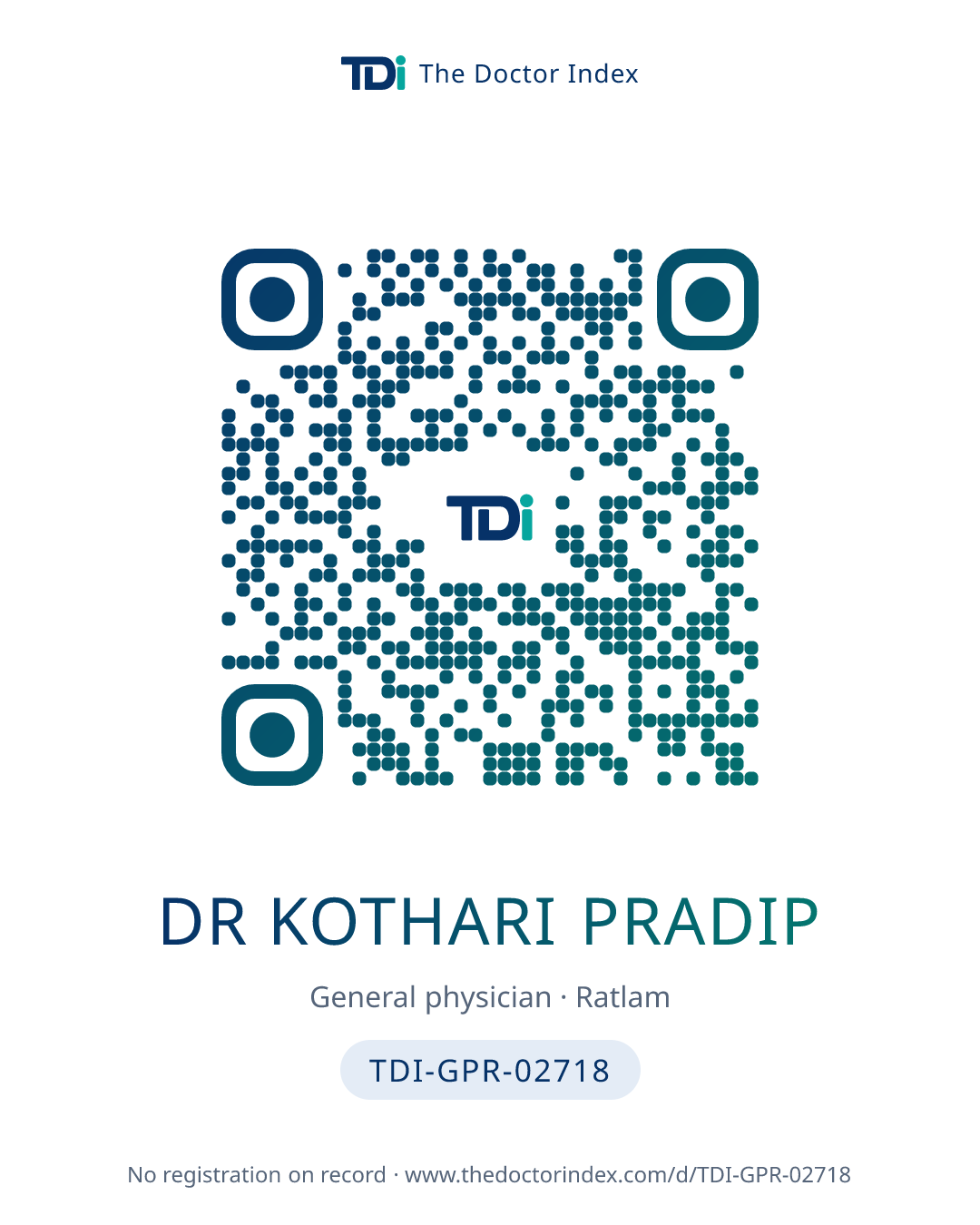 QR card for Dr Kothari Pradip, TDI-GPR-02718