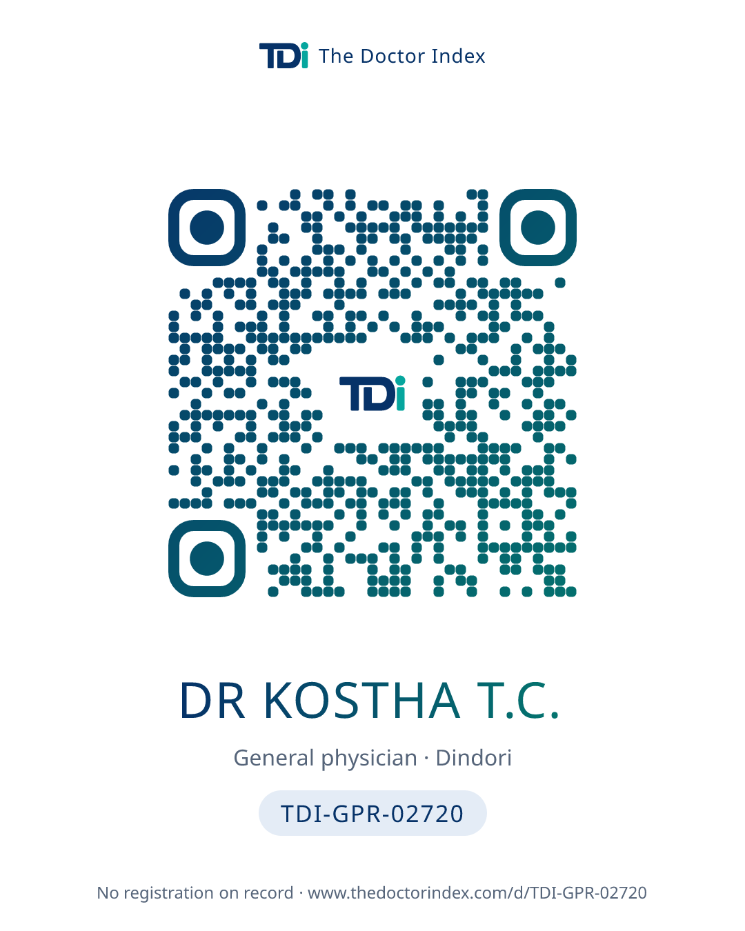 QR card for Dr Kostha T.C., TDI-GPR-02720