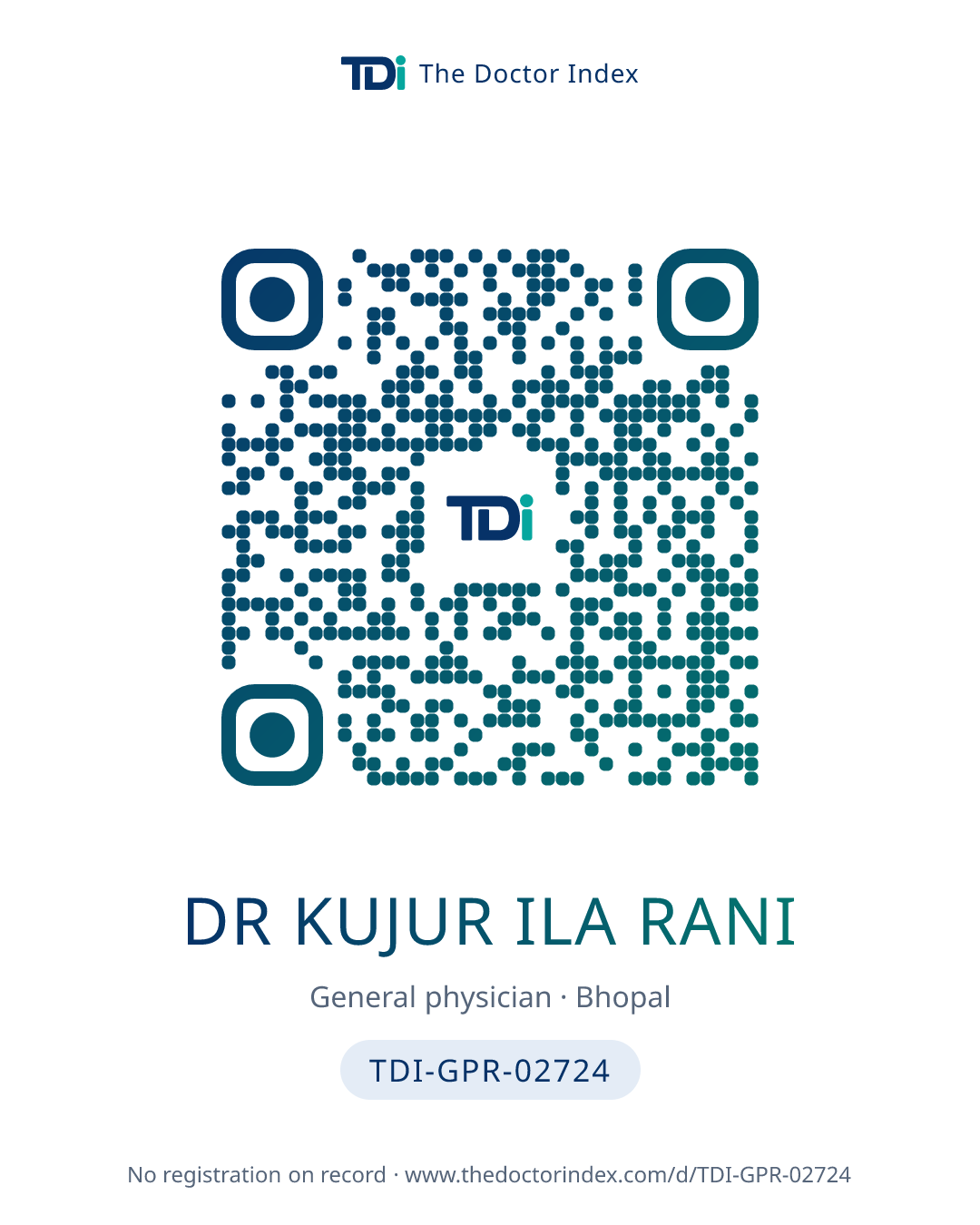 QR card for Dr Kujur Ila Rani, TDI-GPR-02724