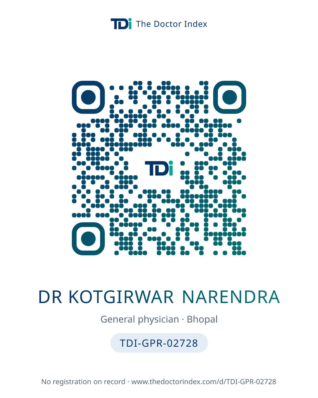 QR card for Dr Kotgirwar Narendra, TDI-GPR-02728