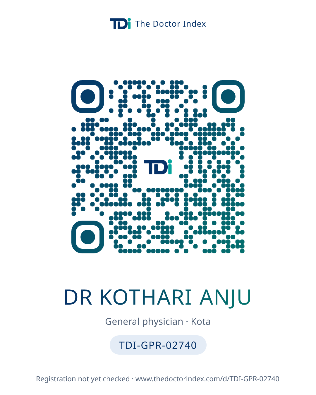 QR card for Dr Kothari Anju, TDI-GPR-02740